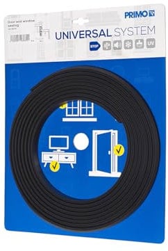 PRIMO Universaldichtung für 4-5mm Nuten - Länge: 6m, Holzzargendichtung mit Flügelfalz Schwarz für Türrahmen und Fensterrahmen, UV-beständig