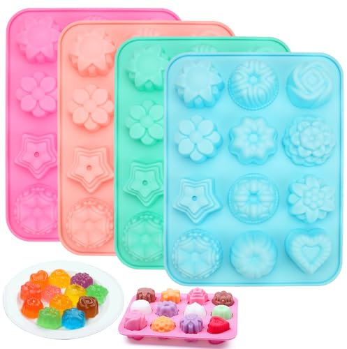 4 Pièces Moule à Savon, Moule Silicone DIY, Moule Silicone Fleur Convient, 3D Moule Silicone Savon Antiadhésif, Moule Bonbon Silicone pour Chocolat, Savon, Gâteaux, Cupcakes, Muffins, Bougies, Bonbons
