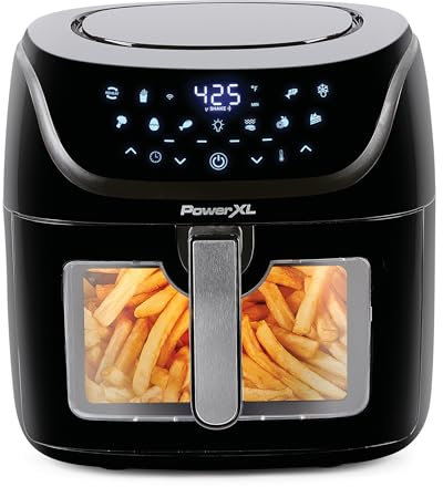PowerXL Vortex Pro Large Air Fryer, 8 Litre Airfryer, 7 Functions, Fry, Grill, Bake, Roast, Dehydrate, Reheat, Defrost, Variable Temperature, Viewing Window, 1800W
