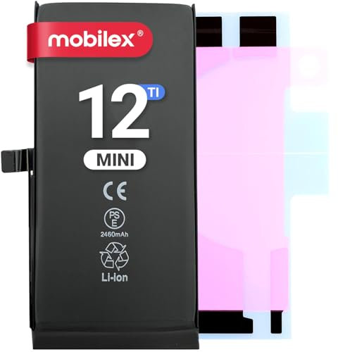 MOBILEX® Batteria per iPhone 12 Mini | Chip TI | 2460mAh - OEM | Ricambio interno con adesivo | Alta capacità