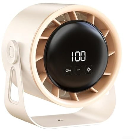 100-Speed Rechargeable Desk Fan, 4000 MAh Digital Display Desk Fan, 6-inch Rechargeable Desktop Turbine Electric Fan, LED Display & Quiet Cooling(White)