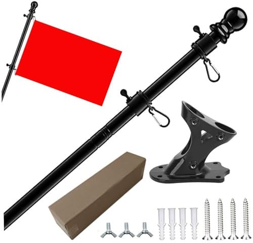 3.8FT Rotating Flag Pole, Adjustable Outdoor Flagpole with Wall Bracket, Anti-Winding Garden House Flag Holder