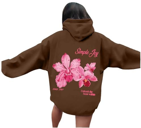 Generisch Sport Hoodie mit Lange Ärmel Casual Sweatshirt für aktive Frauen (A4-Brown, M)