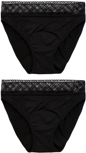 NEXT Damen Periodenslip für mittleren Blutfluss im 2er-Pack Schwarz 34