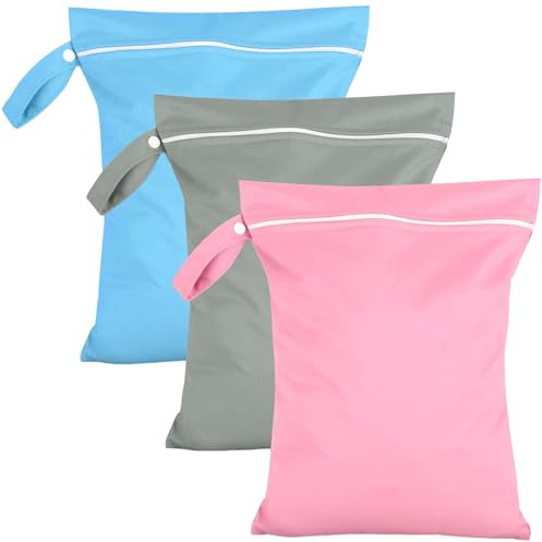 Jortmrd 3 Piezas Bolsas Húmeda Seca Bolsa Impermeable Piscina Ropa Mojada Wetbag Reutilizable con Cremallera Bolsa de Almacenamiento para Hogar Natación Viaje Playa (40 x 30 cm)