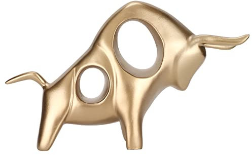 ETAINGYEUN Goldene Fortune Bull-Skulptur, Robustes Kunstharz, Heimdekoration für Reichtum und Glück