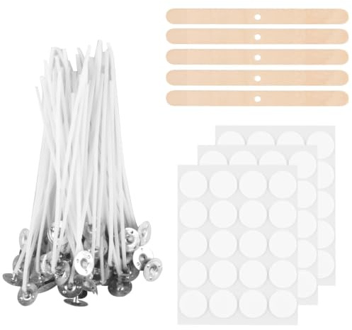 HuangXinyu Kerzendochte 100 STK 15 cm Kerzen Selber Machen Set | Dochte Für Kerzen,Doppelseitige Docht Aufkleber, Kerzendochte Für Kerzen