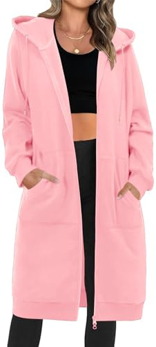 Tuopuda Sweat à Capuche Femme Grand Sweatshirt à Capuche Zippée en Polaire Veste Longue pour Femme Pullover Manches Longues pour Femmes Casual Lâche Sweatshirt Automne Hiver