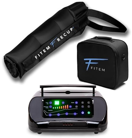 FITEM Pack Manguito de brazo FIRST 4 – (1 unidad) – Presoterapia de 4 cámaras de compresión – Masaje suave – Drenaje linfático – Recuperación muscular – Aparato en casa
