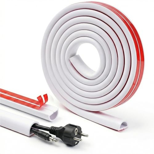 VVQWCY 4m Kabelkanal Weiß Selbstklebend, Kabel Verstecken Flexibel Kabelabdeckung Wand, Rund Kabelschacht Weiss Kabelkanäle für Decke Kabel