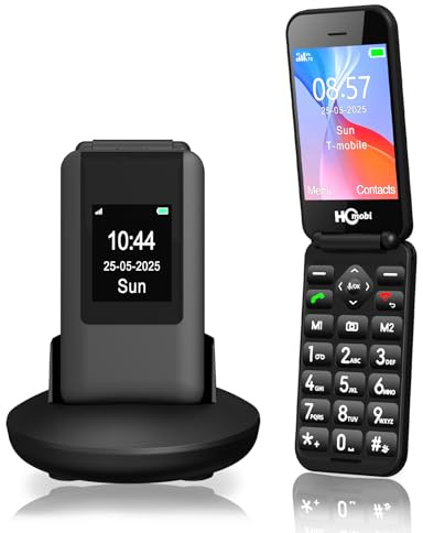 HCMOBI 4G Flip Mobile Phone for Elderly, Big Button Senior Phone Unlocked, Basic Flip Phone,2.8 +1.5 Dual LCD Screen,1400mAh Battery,Bluetooth,SOS Button,Camera,FM