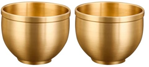 KICHOUSE Set 2 Pezzi Tazza da Tè Cinese in Ottone Piccolo Tazza da Tè Antica Riutilizzabile per Arredamento Casa Design Classico e Resistente