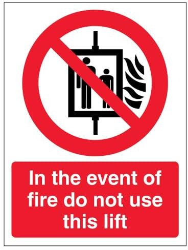vsafety 55030 an-s in caso di incendio non usare questo Lift divieto di macchine, Autoadesivo, segno, verticale, 150 mm x 200 mm, colore: nero/rosso