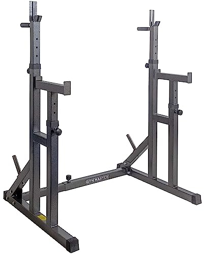 GYM MASTER Fully Adjustable Heavy Duty Squat & Bench Press Rack With Multi Position Spotter, Dip Bars & Weight Plate Holders