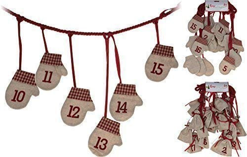 24 Jute Säckchen, Handschuhe oder Strümpfe zum Selbstbefüllen - Selfmade Adventskalender