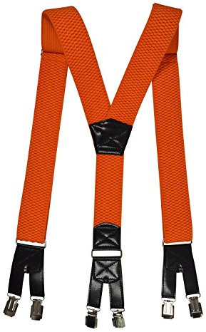 Olata Heavy Duty Hosenträger Y Form mit längenverstellbaren Trägern und 6 Metallclips – 4 cm. Orange