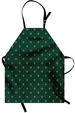 ABAKUHAUS Fleur De Lis Kochschürze, Barock-, Unisex-Küchenlätzchen mit verstellbarem Hals für Kochen Gartenarbeit, 67 cm x 80cm, Hunter und Weises Grün