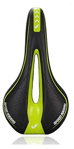 VOANZO Memory Sponge Fahrradsattel Sitzpolster für Mountainbikes mit zentraler Entlastungszone und ergonomischem Design Passend für Rennräder und Mountainbikes (grün und schwarz)