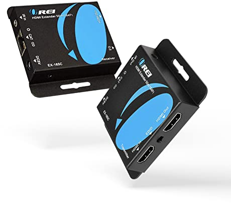 OREI 4K HDMI Extender over ethernet CAT5/CAT6/CAT7 Up To 165 Feet At 1080@60hz - HDMI 1.4 & HDCP 1.4 Compliant with One Way IR Pass Through, HDMI Loop Output & Power Over Cable