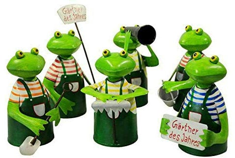 Sgabelli di alta qualità in set risparmio – Sgabello/recinzione in metallo – Decorazione da giardino recinzione – Figure decorative/statuette da giardino (Frösche Gärtner – Set di 6)