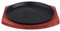 Cabilock Plato de Carne 19Cm Sartén Redonda de Hierro Fundido Antiadherente con Base de Madera de Barro Parrilla de La Parrilla Plancha de Servir Juegos de Platos para Cocinar Restaurante