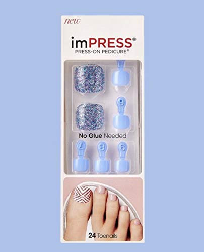 Kiss imPress BIPT014 Faux ongles pédicure Bleu pervenche
