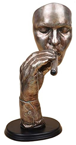 RAN Creative Abstract Man Smoking Cigarette Statue,The Thinker Figurine Face Sculptures Home Decor,Exquisite Resin Artworks Figure Artwork