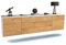 TV Schrank Lowboard hängend - Salzgitter - Korpus Weiss matt - Front Holz Design Eiche- (180x49x35cm) - Push to Open Technik & hochwertigen Leichtlaufschienen - Made in Germany