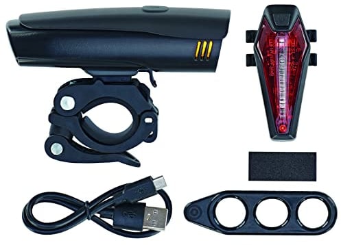 Prophete LED-Batterieleuchten-Set, 50/25 Lux, OSRAM LED, Li-Ionen Akku, Micro-USB, inkl. USB-Ladekabel, Rücklicht 220° sichtbar