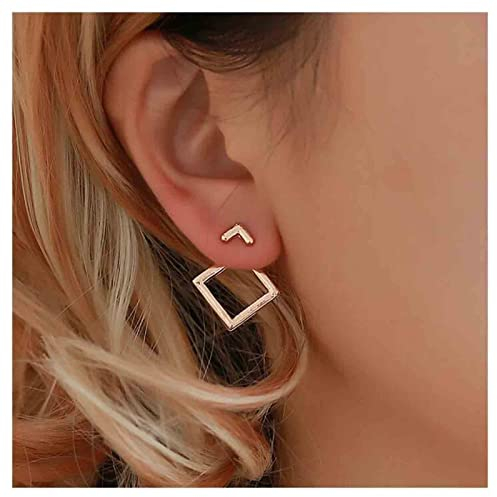 Allereya Vintage Quadratische Ohrjacken Ohrringe Geometrische Quadratische Ohrringe Hohle Quadratische Ohrstecker Ohrringe Gold Vorne Hinten Ohrringe Schmuck Für Frauen Und Mädchen (gold)