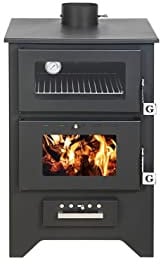Holzofen mit Backofen MG450 SILVIA Schwarz Leistung 14,8 Kw L50,5 x P58,5 x 90,5