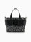 Armani Exchange Women's Logo Placket Crossbody Zip Top Medium Tote, Beige/Black
