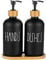 Hniuyun Glass Soap Dispenser Set of 2, Glass Soap Dispenser Bottle with Pump, 16 Oz Refillable Liquid Hand Jar Dispenser for Bathroom, Countertop, Kitchen, Laundry Room (Black)