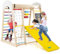 GOPLUS 8 en 1 Aire de Jeu Portique Escalade Enfant en Bois avec Toboggan,Chevalet, Mur&Filet&Barre& Échelle Escalade Échelle Balançoire, Jeu de Calcul pour Enfants 3 Ans + 124x119x138cm (Coloré)