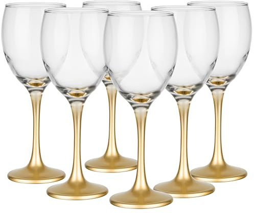 Glasmark KROSNO 1992 Ensemble De 6 s à De 0,3L Pour Rouge Et Blanc Lavable Au Lave Vaisselle Transparent Or 6 x 300ml