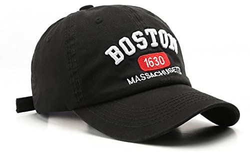 Boston Cap Unisex Baseball Cap Sonnenhut Verstellbar Trucker Cap, Schwarz, M-L