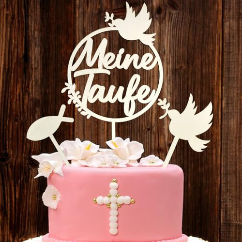 3 Stück Cake Topper Taufe, Tortendeko Taufe Tortenstecker Kuchen Topper für Junge Mädchen Taufdeko
