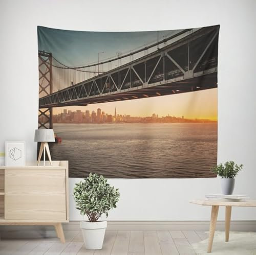 EHOMERY Wandteppich Gewebt Wanddeko Brücke Teppich Wandbehang Wandtuch XXL Wohnzimmer Schlafzimmer Wandbehang Dekoration 200x200cm