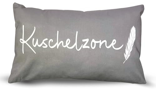 Bada Bing Deko Kissen Spruch Kuschelzone mit Feder in grau - Sofakissen in 30 x 50 cm - Kuschelkissen mit Bezug und Füllung - Couchkissen Zierkissen fürs Wohnzimmer Schlafzimmer und Couch