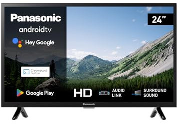 Panasonic TX-24MSW504, 24 Zoll HD LED 2023 Smart TV, Android TV, Surround Sound, Google Assistant, Chromecast, Bright Panel, HD Color Engine, Schwarz