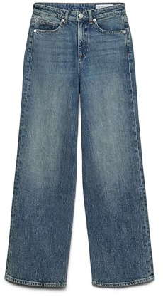 VERO MODA Womens Vmtessa Hr Ra394 Ga Noos Wide Jeans, Medium Blue, 28W / 30L UK