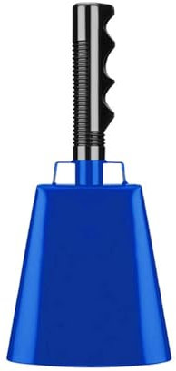 Perfeclan Kuhglocke aus Metall mit Griff, Geräuschmacher, jubelnde Handglocke, Hochzeitsglocken, 22,9 cm, Rufglocke für Sportveranstaltungen, Hochzeit, Blau