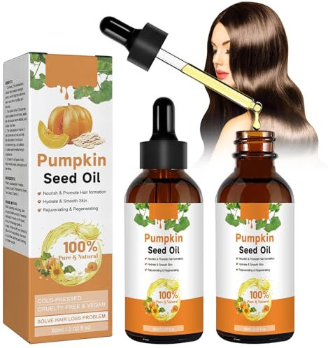 Kürbiskernöl Haare 2 Stück Pumpkin Seed Oil Kürbiskernöl Plantaire Haaröl 60ml Kürbiskernöl Haare 100% Reines für Feuchtigkeitsspendende Kopfhaut Männer Frauen