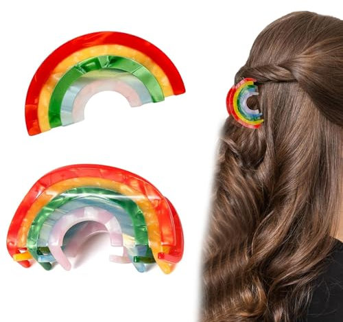 GUMNIGHTPince à cheveux - Pince à cheveux arc-en-ciel en demi-cercle de haute qualité et accessoires pour cheveux en coquillage - Excellente tenue pour chaque type de cheveux - Idéal comme cadeau
