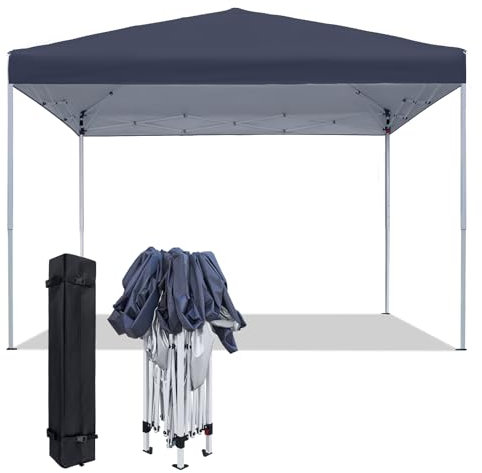 Aufun Faltpavillon 3x3m, Pop-Up Klicksystem Pavillon inkl. Tragetasche, Wasserdicht Stabil UV-Schutz Outdoor Partyzelt Höhenverstellbar Gartenpavillon Gartenzelt Partyzelt Klappbar, Anthrazit