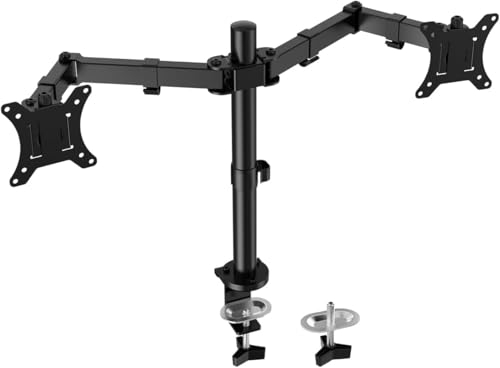 FORGING MOUNT Ergonomic Dual Monitor Stand for 13-32 inch LCD LED PC Screens for Desks Monitor Stand Arm, Height Adjustable Arm Bracket Tilt 90° Swivel 180° Rotate 360°, VESA 75/100 (Black)