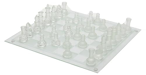 SXQYRD Internationales Schach-Schachspiel, Glas-Schachbrett, großes tragbares Reise-Brettspiel mit Glas-Schachfiguren für Familien-Tisch-Strategiespiel, Schach-Geschenke