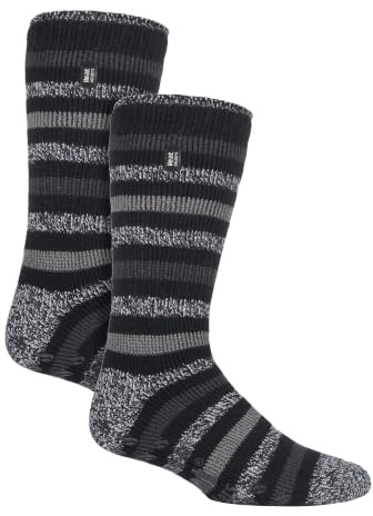 HEAT HOLDERS Herren 2 Paar Hausschuhe Socken Warme Antirutsch Thermo Hausschuhe Socken für Winter