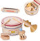 BASAMOU Baby-Musikinstrumente Kinder 1-5 Jahre Montessori Holzspielzeug, 5 in 1 Musical Instruments Percussion Set Mit Trommel/Trompete/Kastagnetten/Klingeln/Mundharmonika, Kinder Geschenk