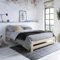 Holzbett 160x200 cm mit Lattenrost Modern Bett Bed Kiefer Massiv Bettgestell Doppelbett Massivholzbett Klassisch | Komfortabel & Langlebig | Skandinavisch Boho Landhaus Kopfteil mittel natur